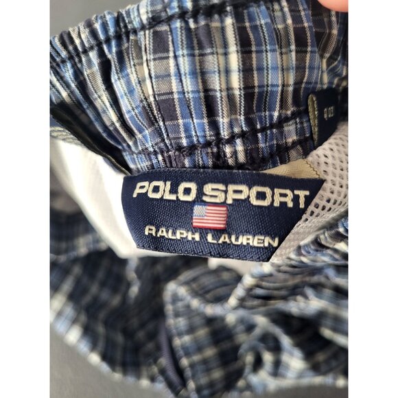 POLO SPORT Ralph Lauren Mens SZ M Swimsuit Trunks Shorts Mesh Liner Plaid Preppy - Picture 6 of 11